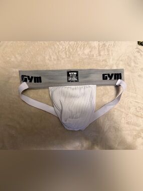 Athletic White Jockstrap with Gray Waistband
